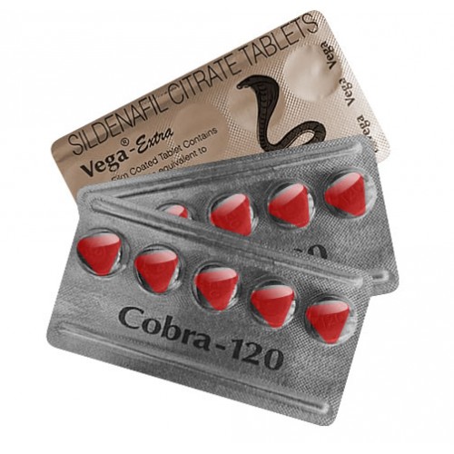 Drie liggende strips Cobra 120 mg tabletten