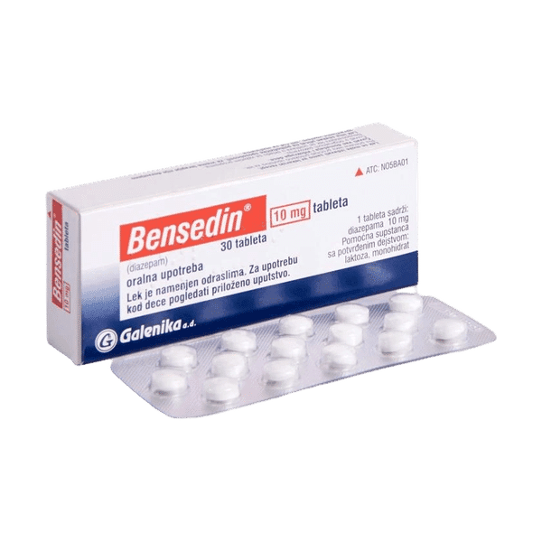 Doosje Diazepam 10 mg van Galenika met striptabletten