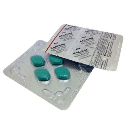 Twee liggende strips Kamagra 100 mg tabletten