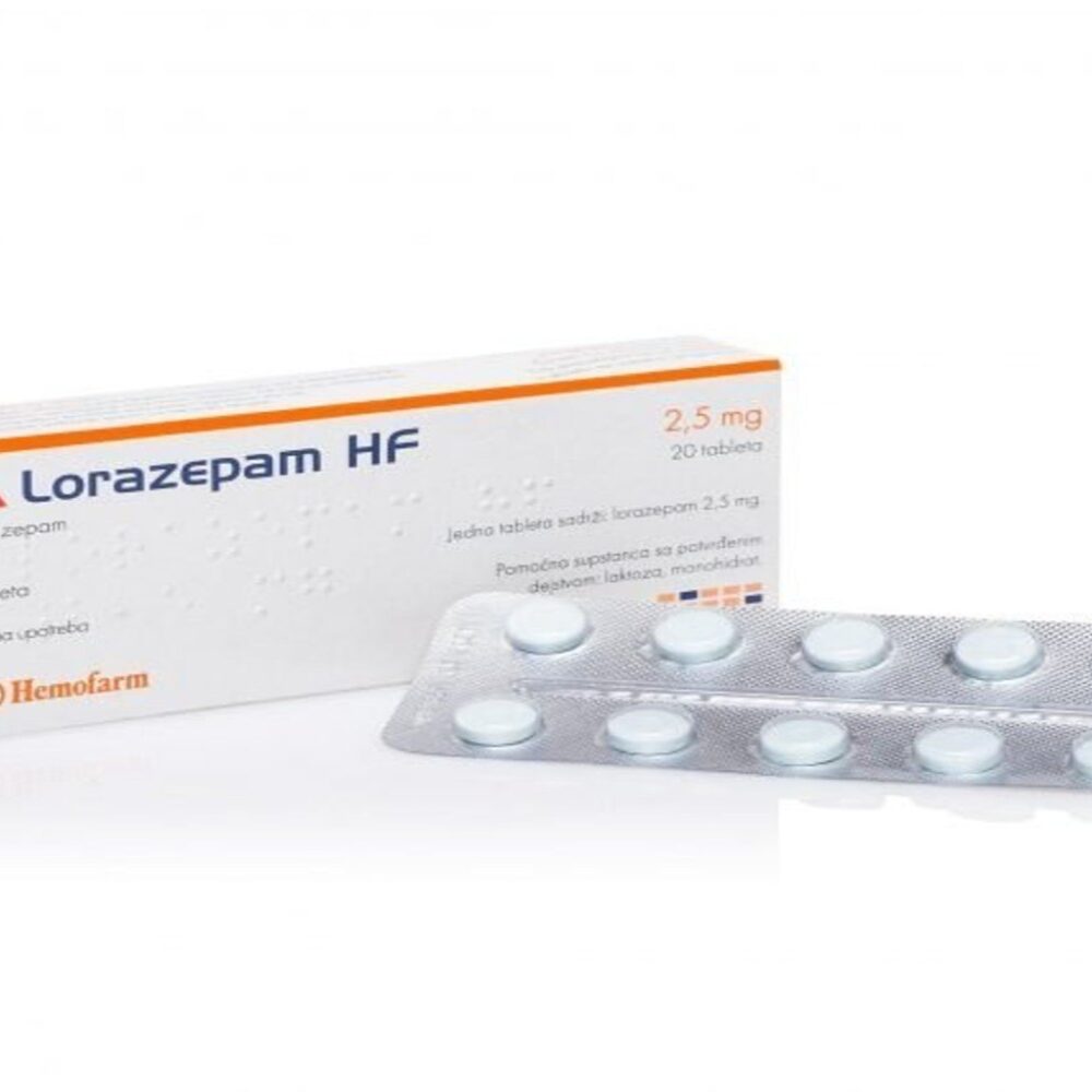 Doosje Lorazepam 2.5 mg van Hemofarm met striptabletten